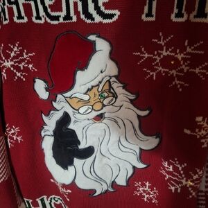 Spencer's Red Santa LIGHTS UP Holiday Sweater with White Beard WORKS